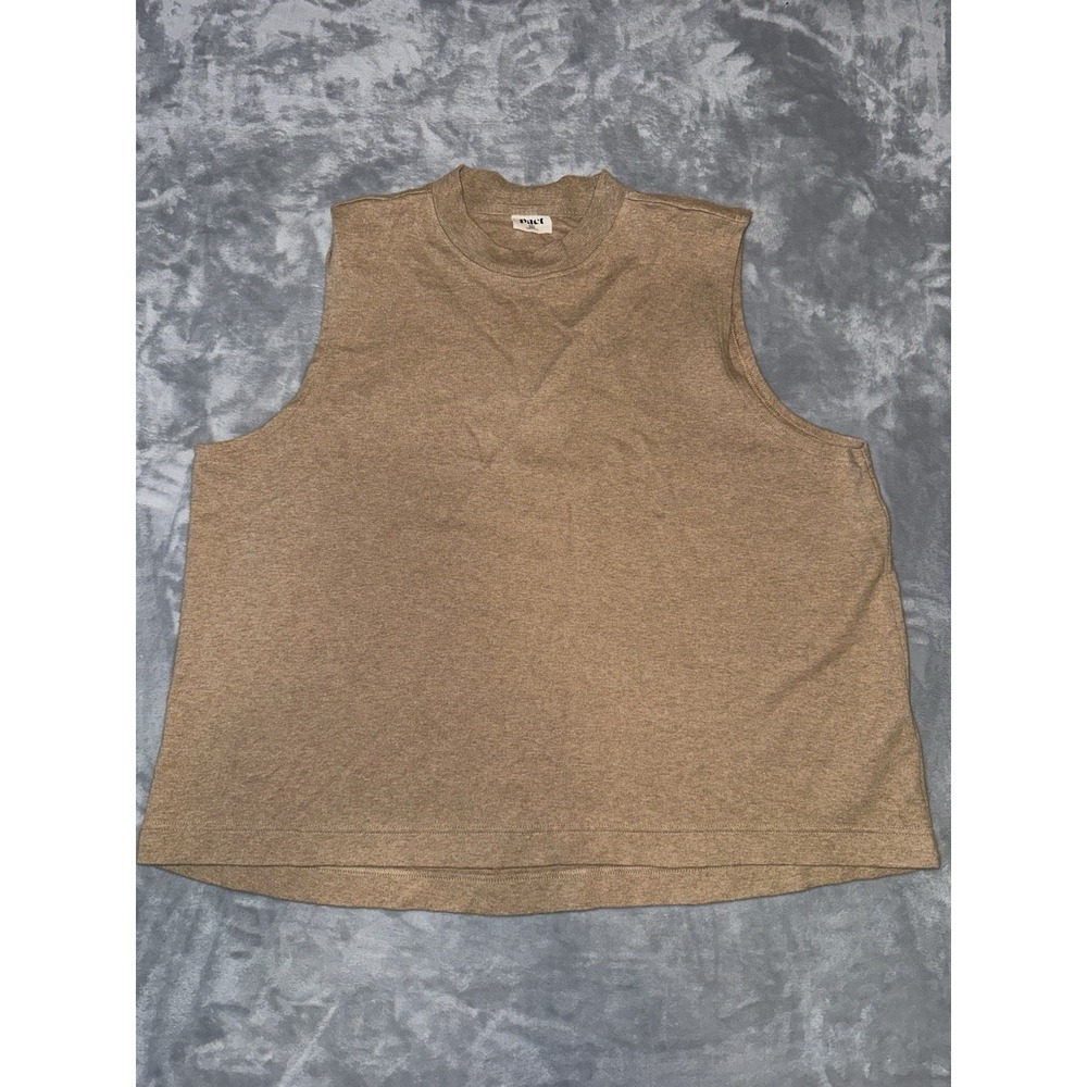 Pact Organic Cotton Blue Tank‎ Top Women's XXL Sleeveless Shirt Brown Casual